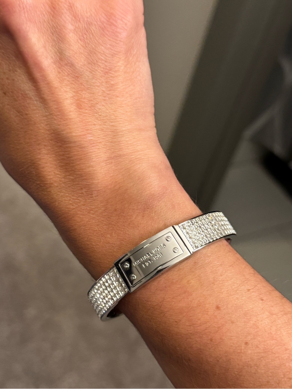 Michael Kors Logo Plaque Pavé Hinged Bangle Bracelet